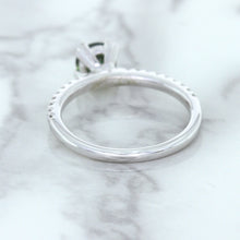 Load image into Gallery viewer, 0.89ct Round Green Sapphire Ring with Diamond Accents in 18K White Gold