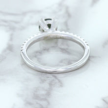 Load image into Gallery viewer, 0.89ct Round Green Sapphire Ring with Diamond Accents in 18K White Gold