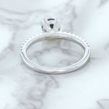 Load image into Gallery viewer, 0.89ct Round Green Sapphire Ring with Diamond Accents in 18K White Gold