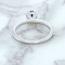 Load image into Gallery viewer, 0.89ct Round Green Sapphire Ring with Diamond Accents in 18K White Gold