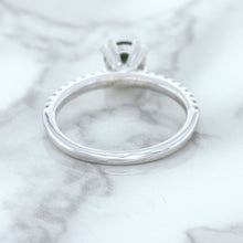 Load image into Gallery viewer, 0.89ct Round Green Sapphire Ring with Diamond Accents in 18K White Gold