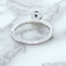 Load image into Gallery viewer, 0.89ct Round Green Sapphire Ring with Diamond Accents in 18K White Gold