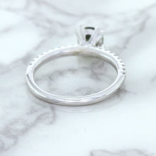 Load image into Gallery viewer, 0.89ct Round Green Sapphire Ring with Diamond Accents in 18K White Gold
