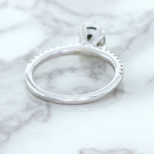 Load image into Gallery viewer, 0.89ct Round Green Sapphire Ring with Diamond Accents in 18K White Gold