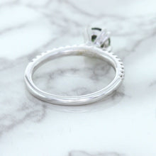 Load image into Gallery viewer, 0.89ct Round Green Sapphire Ring with Diamond Accents in 18K White Gold