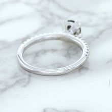 Load image into Gallery viewer, 0.89ct Round Green Sapphire Ring with Diamond Accents in 18K White Gold