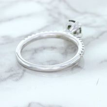 Load image into Gallery viewer, 0.89ct Round Green Sapphire Ring with Diamond Accents in 18K White Gold