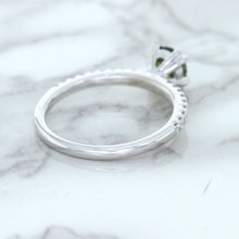 Load image into Gallery viewer, 0.89ct Round Green Sapphire Ring with Diamond Accents in 18K White Gold