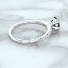 Load image into Gallery viewer, 0.89ct Round Green Sapphire Ring with Diamond Accents in 18K White Gold