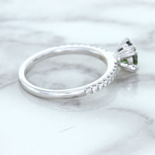 Load image into Gallery viewer, 0.89ct Round Green Sapphire Ring with Diamond Accents in 18K White Gold