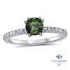 0.89ct Round Green Sapphire Ring with Diamond Accents in 18K White Gold