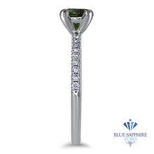 Load image into Gallery viewer, 0.89ct Round Green Sapphire Ring with Diamond Accents in 18K White Gold