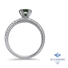 Load image into Gallery viewer, 0.89ct Round Green Sapphire Ring with Diamond Accents in 18K White Gold