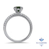0.89ct Round Green Sapphire Ring with Diamond Accents in 18K White Gold