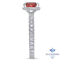 Load image into Gallery viewer, 1.10ct Oval GIA Certified Padparadscha Ring with Hidden Diamond Halo in 18K White Gold