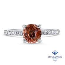 Load image into Gallery viewer, 1.28ct Unheated Round EGL Certified Padparadscha Ring with Diamond Accents in 18K White Gold