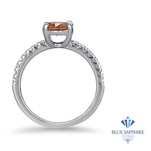 Load image into Gallery viewer, 1.28ct Unheated Round EGL Certified Padparadscha Ring with Diamond Accents in 18K White Gold
