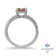 Load image into Gallery viewer, 1.28ct Unheated Round EGL Certified Padparadscha Ring with Diamond Accents in 18K White Gold