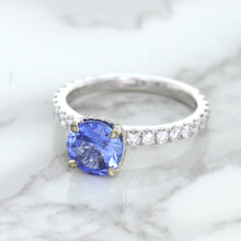 Load image into Gallery viewer, 1.75ct. EGL Certified Round Blue Sapphire Ring with Hidden Diamond Halo in 18K White Gold