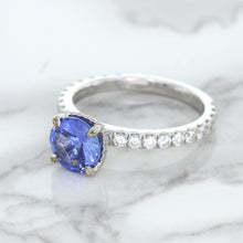 Load image into Gallery viewer, 1.75ct. EGL Certified Round Blue Sapphire Ring with Hidden Diamond Halo in 18K White Gold