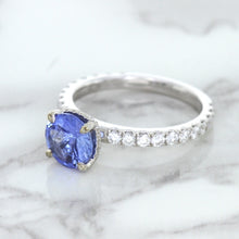 Load image into Gallery viewer, 1.75ct. EGL Certified Round Blue Sapphire Ring with Hidden Diamond Halo in 18K White Gold