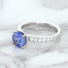 Load image into Gallery viewer, 1.75ct. EGL Certified Round Blue Sapphire Ring with Hidden Diamond Halo in 18K White Gold
