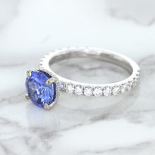 Load image into Gallery viewer, 1.75ct. EGL Certified Round Blue Sapphire Ring with Hidden Diamond Halo in 18K White Gold