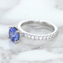 Load image into Gallery viewer, 1.75ct. EGL Certified Round Blue Sapphire Ring with Hidden Diamond Halo in 18K White Gold