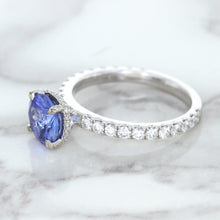 Load image into Gallery viewer, 1.75ct. EGL Certified Round Blue Sapphire Ring with Hidden Diamond Halo in 18K White Gold