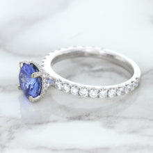 Load image into Gallery viewer, 1.75ct. EGL Certified Round Blue Sapphire Ring with Hidden Diamond Halo in 18K White Gold