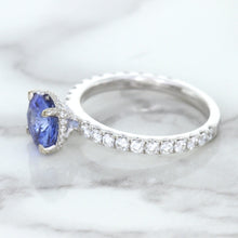 Load image into Gallery viewer, 1.75ct. EGL Certified Round Blue Sapphire Ring with Hidden Diamond Halo in 18K White Gold