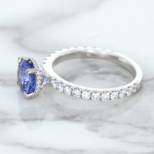 Load image into Gallery viewer, 1.75ct. EGL Certified Round Blue Sapphire Ring with Hidden Diamond Halo in 18K White Gold
