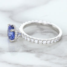 Load image into Gallery viewer, 1.75ct. EGL Certified Round Blue Sapphire Ring with Hidden Diamond Halo in 18K White Gold