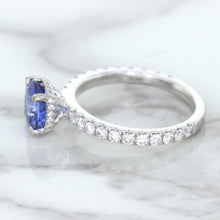 Load image into Gallery viewer, 1.75ct. EGL Certified Round Blue Sapphire Ring with Hidden Diamond Halo in 18K White Gold