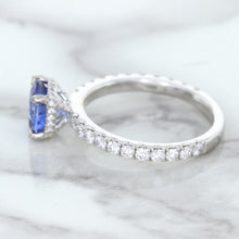 Load image into Gallery viewer, 1.75ct. EGL Certified Round Blue Sapphire Ring with Hidden Diamond Halo in 18K White Gold