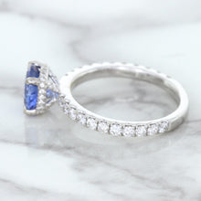 Load image into Gallery viewer, 1.75ct. EGL Certified Round Blue Sapphire Ring with Hidden Diamond Halo in 18K White Gold