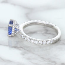 Load image into Gallery viewer, 1.75ct. EGL Certified Round Blue Sapphire Ring with Hidden Diamond Halo in 18K White Gold