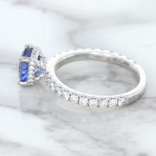 Load image into Gallery viewer, 1.75ct. EGL Certified Round Blue Sapphire Ring with Hidden Diamond Halo in 18K White Gold