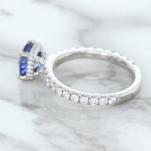 Load image into Gallery viewer, 1.75ct. EGL Certified Round Blue Sapphire Ring with Hidden Diamond Halo in 18K White Gold