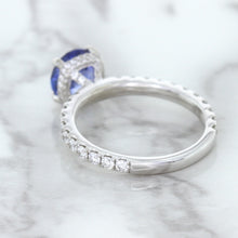 Load image into Gallery viewer, 1.75ct. EGL Certified Round Blue Sapphire Ring with Hidden Diamond Halo in 18K White Gold
