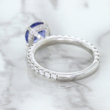 Load image into Gallery viewer, 1.75ct. EGL Certified Round Blue Sapphire Ring with Hidden Diamond Halo in 18K White Gold