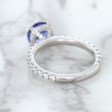 Load image into Gallery viewer, 1.75ct. EGL Certified Round Blue Sapphire Ring with Hidden Diamond Halo in 18K White Gold
