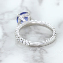 Load image into Gallery viewer, 1.75ct. EGL Certified Round Blue Sapphire Ring with Hidden Diamond Halo in 18K White Gold