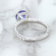 Load image into Gallery viewer, 1.75ct. EGL Certified Round Blue Sapphire Ring with Hidden Diamond Halo in 18K White Gold
