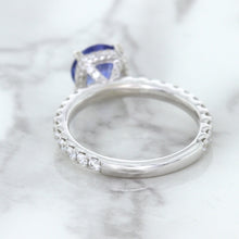 Load image into Gallery viewer, 1.75ct. EGL Certified Round Blue Sapphire Ring with Hidden Diamond Halo in 18K White Gold