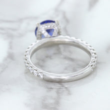 Load image into Gallery viewer, 1.75ct. EGL Certified Round Blue Sapphire Ring with Hidden Diamond Halo in 18K White Gold