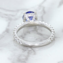 Load image into Gallery viewer, 1.75ct. EGL Certified Round Blue Sapphire Ring with Hidden Diamond Halo in 18K White Gold