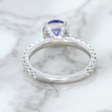 Load image into Gallery viewer, 1.75ct. EGL Certified Round Blue Sapphire Ring with Hidden Diamond Halo in 18K White Gold