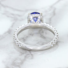 Load image into Gallery viewer, 1.75ct. EGL Certified Round Blue Sapphire Ring with Hidden Diamond Halo in 18K White Gold
