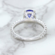 Load image into Gallery viewer, 1.75ct. EGL Certified Round Blue Sapphire Ring with Hidden Diamond Halo in 18K White Gold